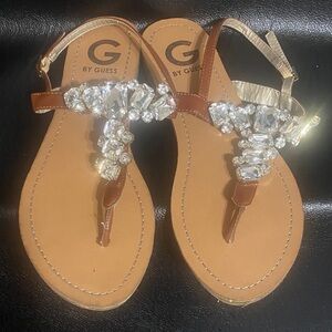 Guess Women's Tan Sandals with Sparkling Accents